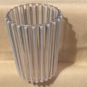 AJ BEATTY ANTQ 1891 WHITE OPALESCENT GLASS TUMBLER/SPOONER/JAR-Ribbed-4.25"H-EUC